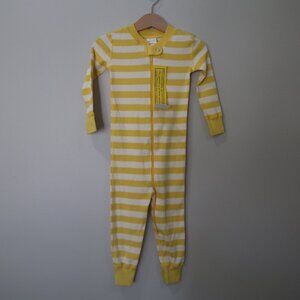 Hanna Andersson Zip Up Footless Pajamas Size 2T Yellow Stripe NWT